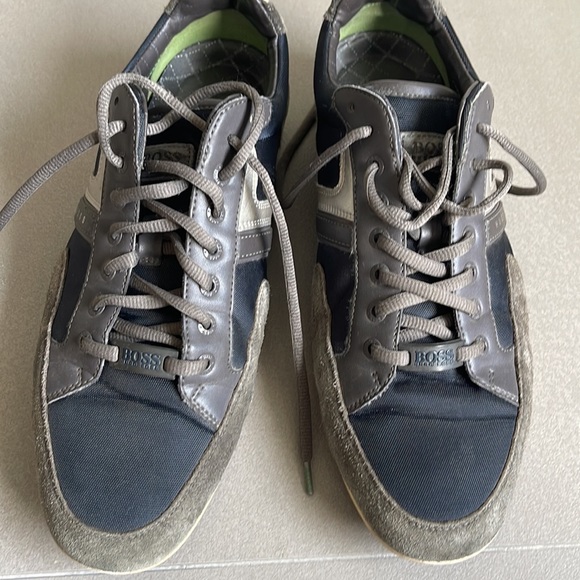 Hugo BOSS Gray Leather Spacit Lace up Sneaker - Picture 1 of 6